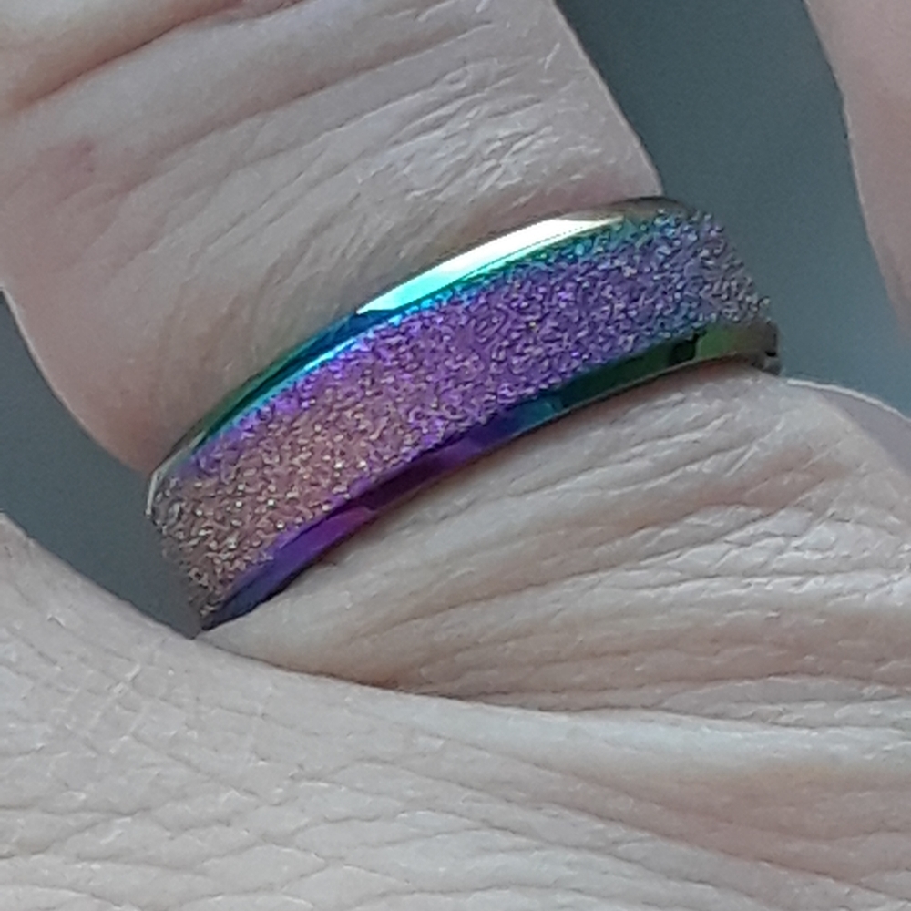 Nwt! Rainbow Stainless Rouge Band Ring + Gift